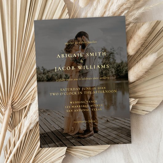 Simple Modern Elegant Photo Wedding Folie Uitnodiging