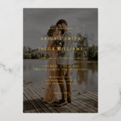 Simple Modern Elegant Photo Wedding Folie Uitnodiging (Voorkant)