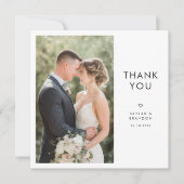 Simple Modern Elegant Rustic Wedding Photo Square Bedankkaart (Voorkant)