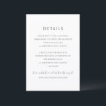 Simple Modern Elegant Wedding Informatiekaartje<br><div class="desc">A timeless and elegant wedding enclosure card featuring refined typography and a clean, minimalist layout. Designed with classic serif fonts paired with a delicate script accent for a sophisticated, editorial feel. Perfect for modern, formal, or black-tie weddings, this design offers a luxurious yet understated look that will never go out...</div>