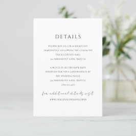 Simple Modern Elegant Wedding Informatiekaartje