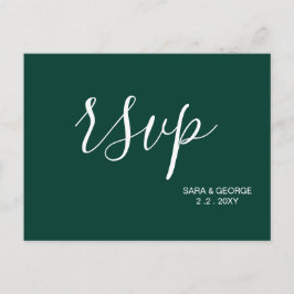 Simple Modern Emerald Green RSVP Uitnodiging Briefkaart