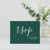 Simple Modern Emerald Green RSVP Uitnodiging Briefkaart (Staand voorkant)