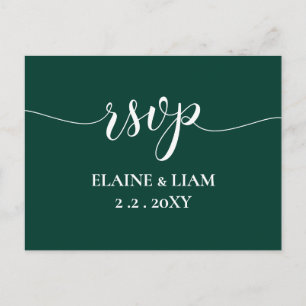 Simple Modern Emerald Green Wedding RSVP Uitnodiging Briefkaart