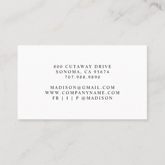 Simple Modern Esthetician Script Monogram Visitekaartje (Achterkant)