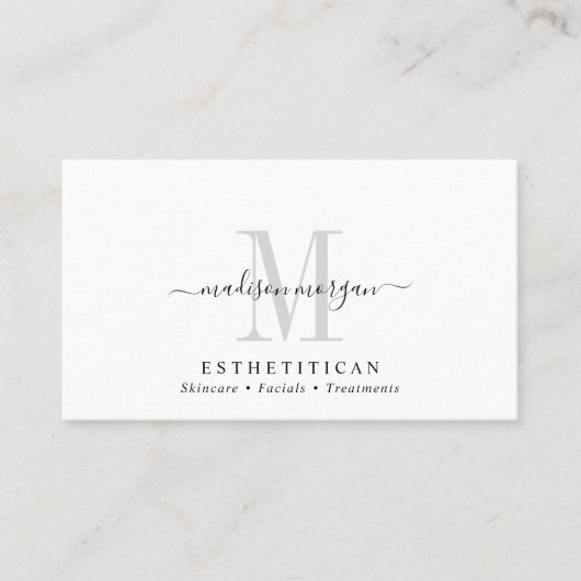 Simple Modern Esthetician Script Monogram Visitekaartje (Voorkant)