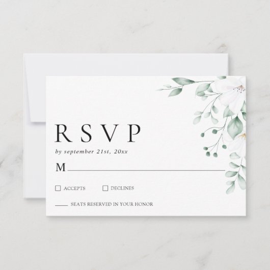 Simple Modern Eucalyptus Greenery Wedding RSVP (Voorkant)