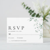 Simple Modern Eucalyptus Greenery Wedding RSVP (Staand voorkant)