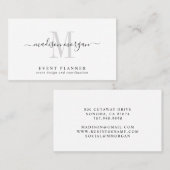 Simple Modern Event Planner Script Monogram Visitekaartje (Voorkant / Achterkant)