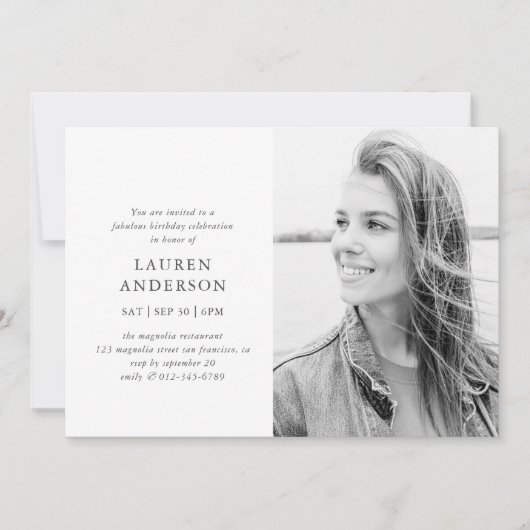 Simple Modern Fab Chic Photo Birthday Celebration Kaart (Voorkant)