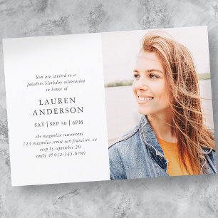 Simple Modern Fab Chic Photo Birthday Celebration Kaart