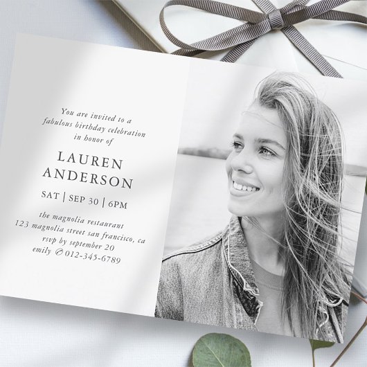 Simple Modern Fab Chic Photo Birthday Celebration Kaart