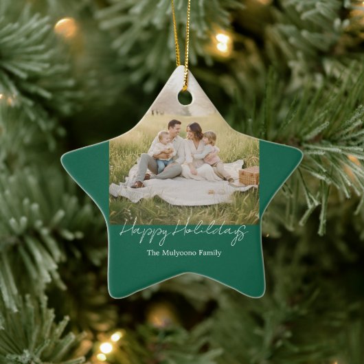 Simple Modern Family Photo Christmas & New Year Keramisch Ornament (Boom)