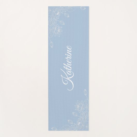  Simple Modern Floral Script Name Blue Aura Lotus  Yogamat (Voorkant)