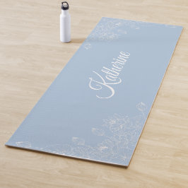  Simple Modern Floral Script Name Blue Aura Lotus  Yogamat
