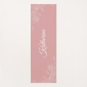 Simple Modern Floral Script Name Blush Pink Lotus Yogamat (Voorkant)
