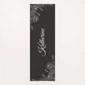 Simple Modern Floral Script Name Grey Lotus  Yogamat (Voorkant)