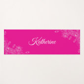 Simple Modern Floral Script Name Hot Pink Lotus  Yogamat (Voorkant (horizontaal))