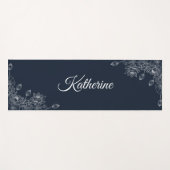 Simple Modern Floral Script Name Navy Blue Lotus  Yogamat (Voorkant (horizontaal))