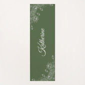 Simple Modern Floral Script Name Olive Green Lotus Yogamat (Voorkant)