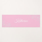 Simple Modern Floral Script Name Soft Pink Lotus Yogamat (Voorkant (horizontaal))