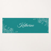 Simple Modern Floral Script Name Teal Lotus  Yogamat (Voorkant (horizontaal))