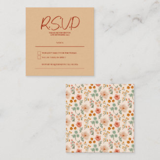 Simple Modern Floral Wedding RSVP-kaart Informatiekaartje
