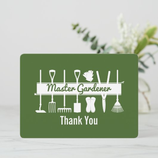 Simple Modern Forest Green Master Gardener Bedankkaart (Staand voorkant)