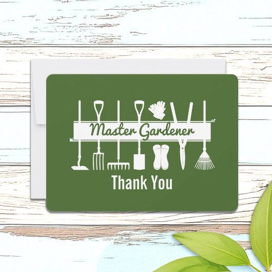 Simple Modern Forest Green Master Gardener Bedankkaart