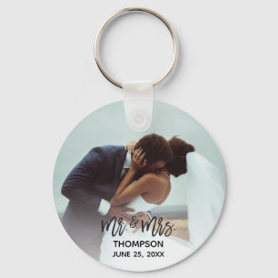 Simple Modern Foto van Mrs Custom Wedding Pas getr Sleutelhanger