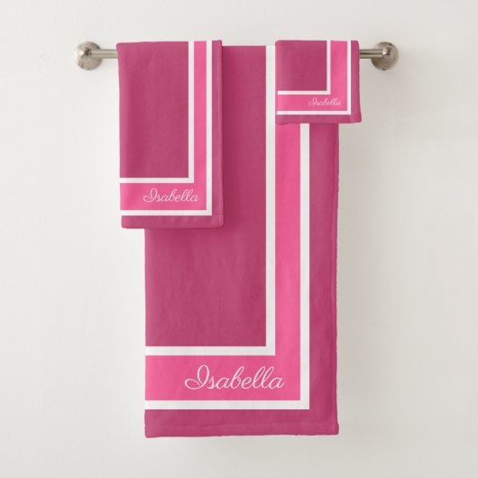 Simple Modern Fuchsia Roos Bad Handdoek (Insitu)