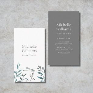 Simple Modern Garden Greenery Botanical Damselfly Visitekaartje