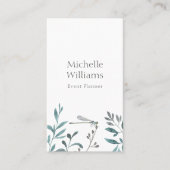 Simple Modern Garden Greenery Botanical Damselfly Visitekaartje (Voorkant)