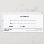 Simple & Modern Gift Certificate Gift Card (Achterkant)
