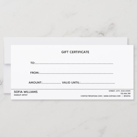 Simple & Modern Gift Certificate Gift Card (Achterkant)