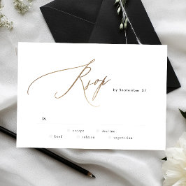 Simple Modern Gold Calligraphy Wedding RSVP-kaart RSVP Kaartje
