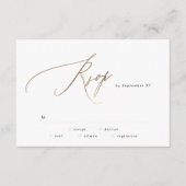 Simple Modern Gold Calligraphy Wedding RSVP-kaart RSVP Kaartje (Voorkant)