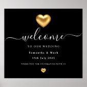 Simple Modern Gold Heart Wedding Poster (Voorkant)