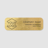 Simple Modern Gold Logo Employee Plastic  Naamplaatje (Voorkant)
