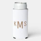 Simple Modern Gold Monogram White Seltzer Blikjeskoeler (Seltzer Achterkant)