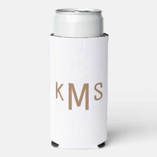 Simple Modern Gold Monogram White Seltzer Blikjeskoeler (Seltzer Voorkant)