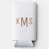 Simple Modern Gold Monogram White Seltzer Blikjeskoeler (Achterkant)