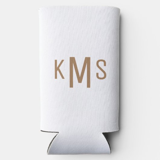 Simple Modern Gold Monogram White Seltzer Blikjeskoeler (Achterkant)