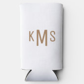 Simple Modern Gold Monogram White Seltzer Blikjeskoeler (Voorkant)