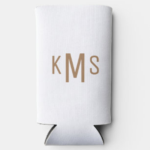 Simple Modern Gold Monogram White Seltzer Blikjeskoeler