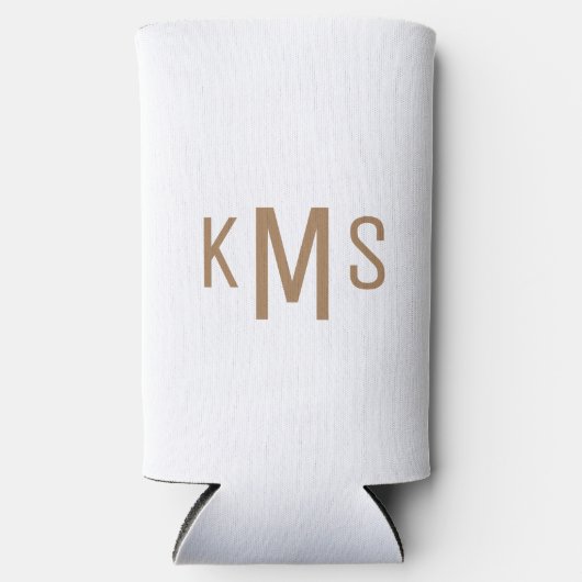 Simple Modern Gold Monogram White Seltzer Blikjeskoeler (Voorkant)