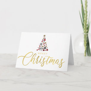 Simple Modern Gold Script Christmas Tree Feestdagen Kaart