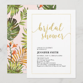 Simple Modern Gold Tropical Wedding Vrijgezellenfe Kaart