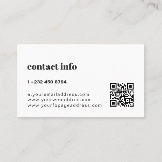 Simple Modern Gold & White Background  Visitekaartje (Achterkant)