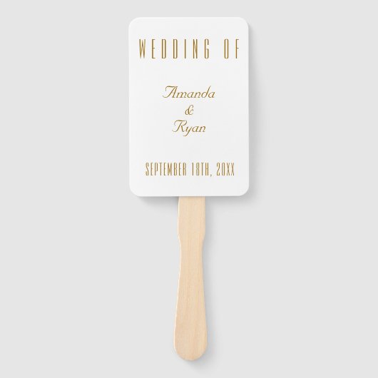 Simple Modern Golden Script Weddenschap Menu Handwaaier (Voorkant)